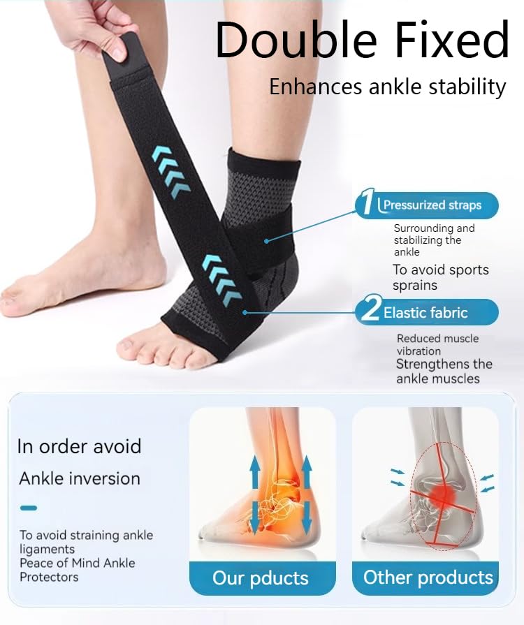 Adjustable Ankle Brace for Sprained Ankle - Breathable Foot Support Sleeve