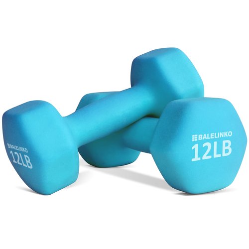 Balelinko Home Gym Equipment Workouts Strength Training Weight Loss Pilates Weights Yoga Sets Weights for Women, Men, Seniors and Youth, 12LB Blue, Pair