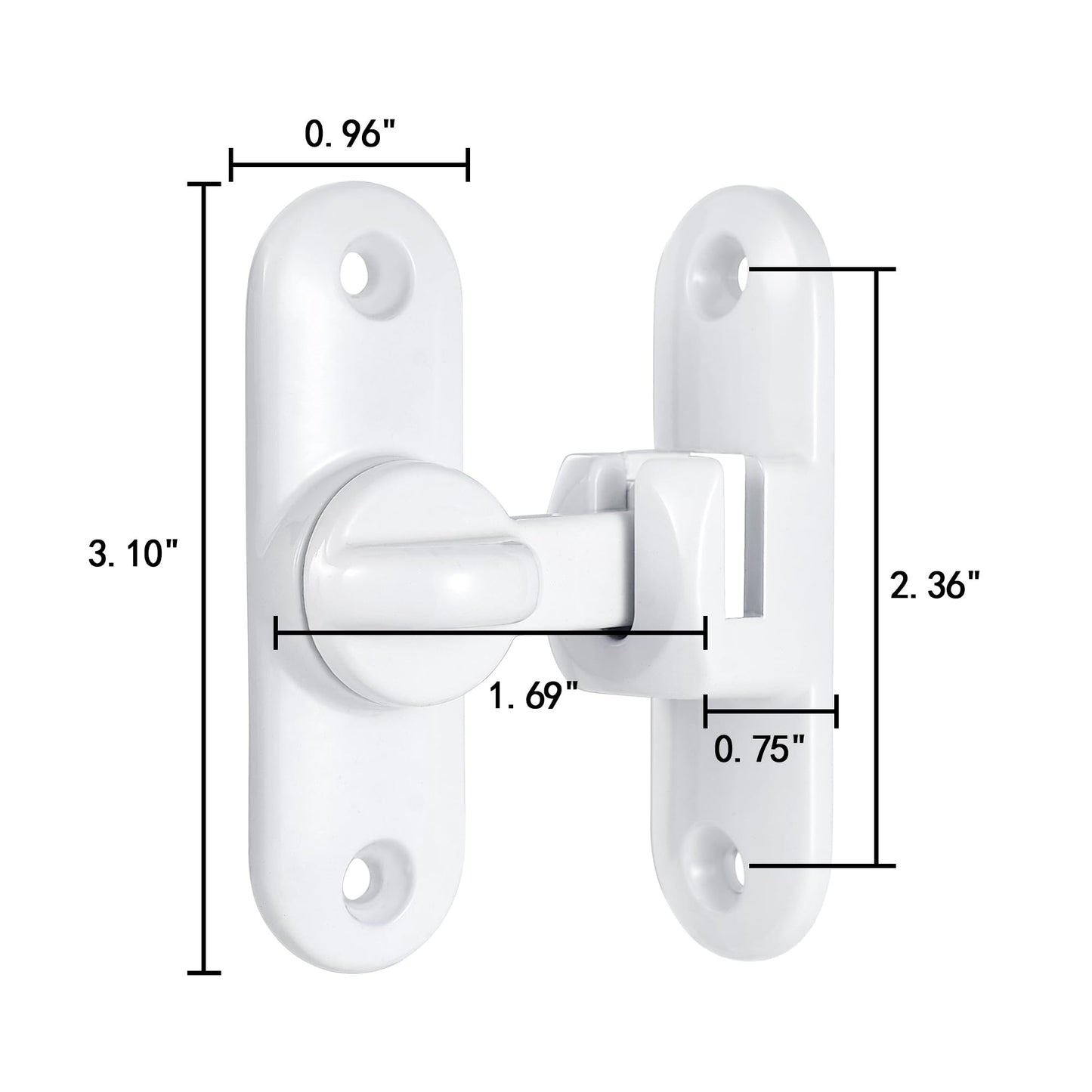 INIRET 3 Packs White Barn Door Latches,90/180 Degree Gate Lock,Flip Gate Latches Hardware,Zinc Alloy Right Angle Door Lock Latch,Door Security Sliding Door Latch Lock for Cabinets,Bathroom.