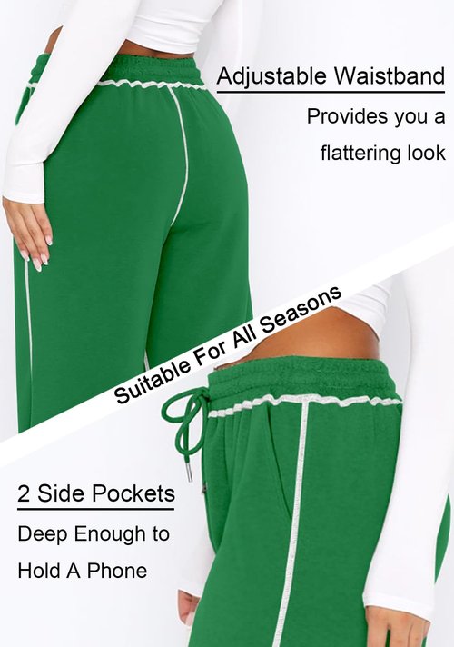 DISCIPBUSH Track Pants Women Sweatpants Soft Jogging Straight Pajama Sweats Wide Leg Sweatpants Women Lounge Pants Joggers Green M