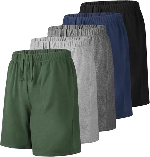 Liloak Men's Cotton Athletic Shorts - Soft Casual Knit Gym Shorts with Pockets | Multipack of 7
