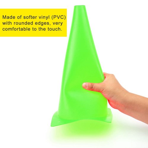 Fragraim 12 Inch 12 Pack Green Traffic Training Cones, Plastic Safety Parking Cones, Agility Field Marker Cones for Soccer Basketball Football Drills Training, Outdoor Sport Activity & Festive Events