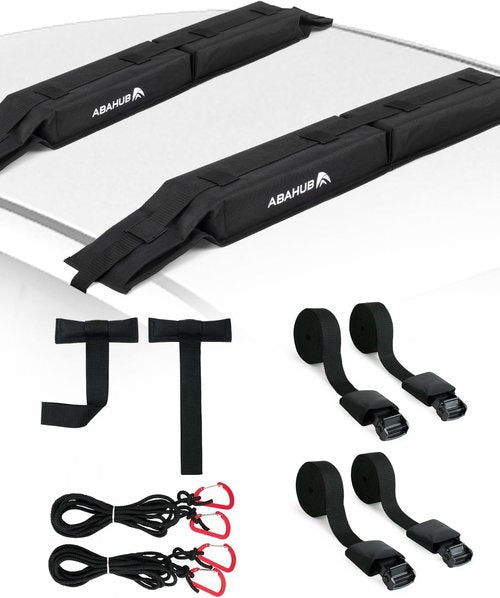 Abahub Soft Roof Rack Pads - Heavy Duty Universal Car Roof Racks with 2 Tie Down Straps & Storage Bag for Surfboards, Kayaks, Canoes