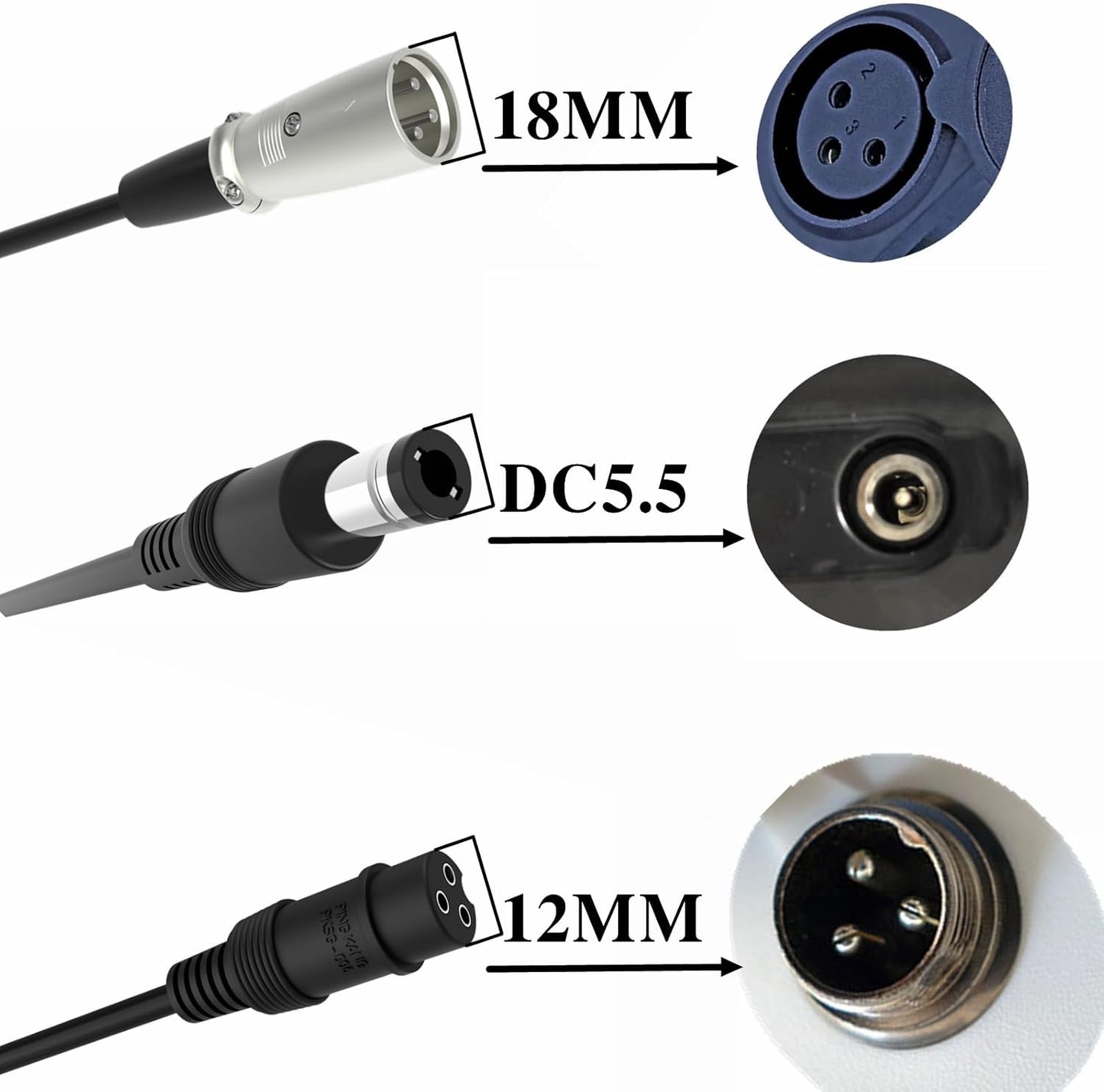 54.6V 2A Electric Ebike Charger - Versatile 3-Plug Design for 48V Battery Compatibility