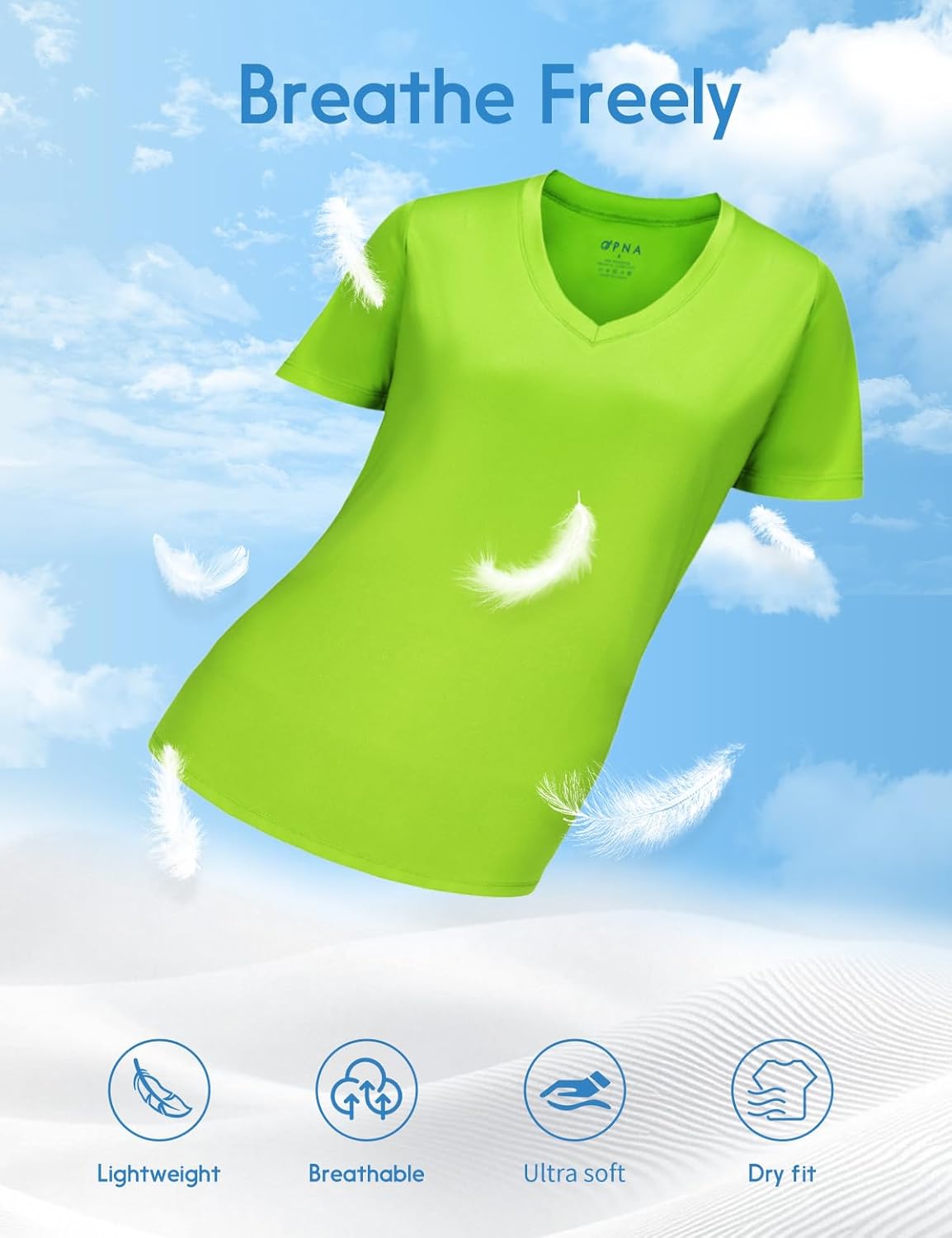 Skiennix V-Neck T-Shirts for Women - Athletic Short Sleeve Workout Top with UV Protection & Quick Drying