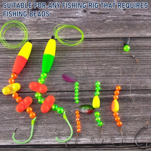 Holographic Fishing Beads - 100-Pack Assorted Sizes 6mm, 8mm, 10mm - Chartreuse