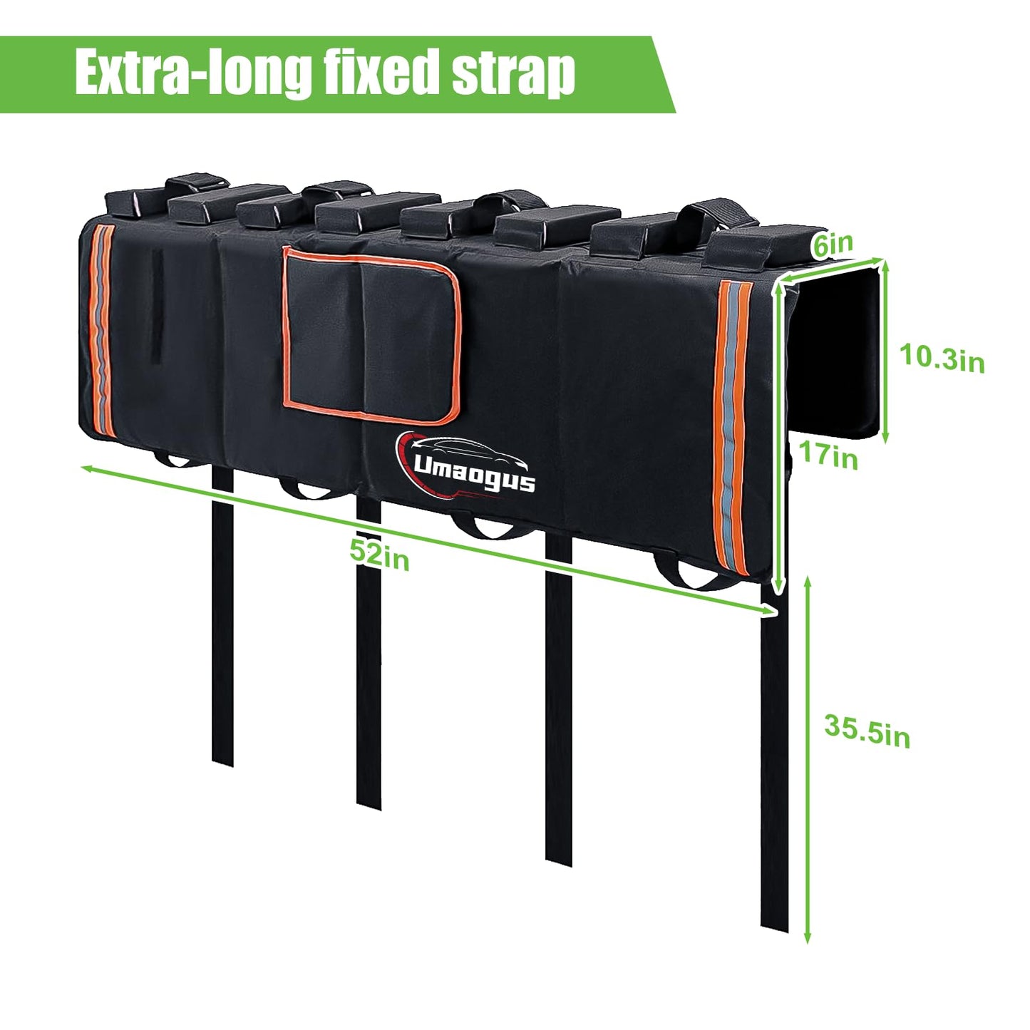 Umaogus Tailgate Bike Pad, 52in Upgraded Thickened Groove Design Truck Tailgate Pad for Mountain Bikes, Road Bicycle, Tailgate Cover with Reflective Strips and Tool Pockets