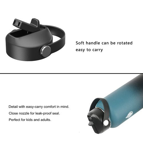 Straw lid for Hydroflask Wide Mouth Water bottle,Flex Straw Lid compatible with Hydro Flask 12 16 18 20 32 40 64 oz,Sports Straw Cap Flip Top Lid Water Bottle Lid Accessories…