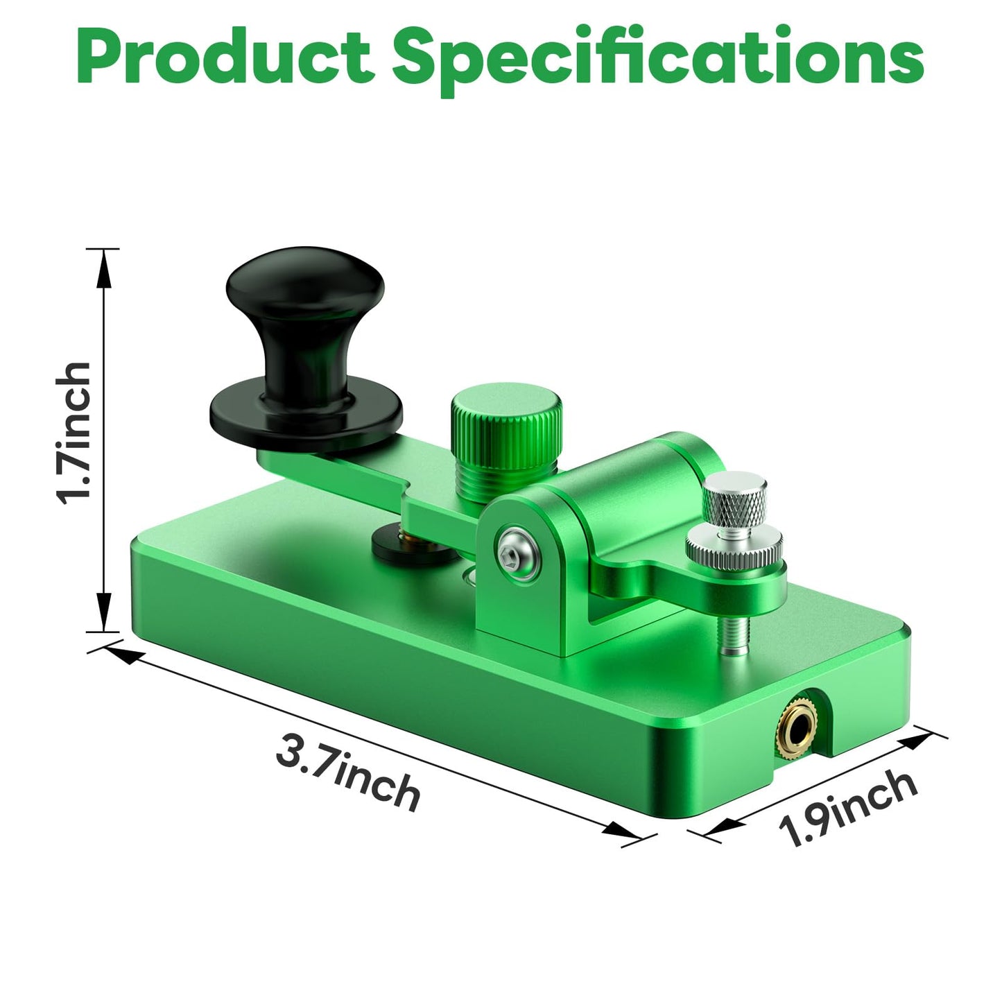 Putikeeg Classical Morse Mini Code Key Morse Code Paddle Key Aluminum Alloy Mini-Key Morse CW Portable Key Morse Practice Key Green