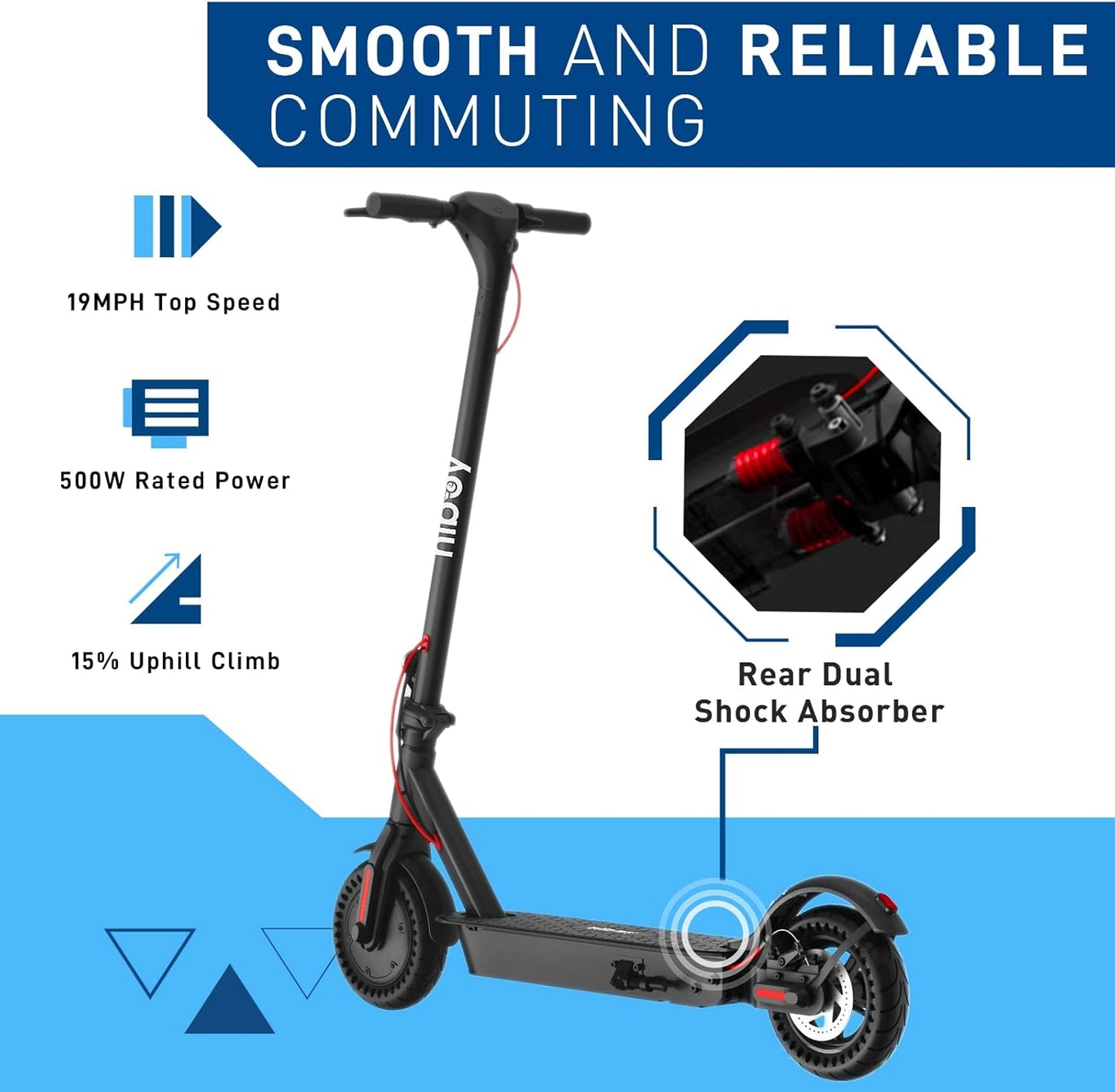 S2 SE Electric Scooter - 19 MPH Speed, 17-25 Miles Range, Foldable Commuter E-Scooter with 10" Tires