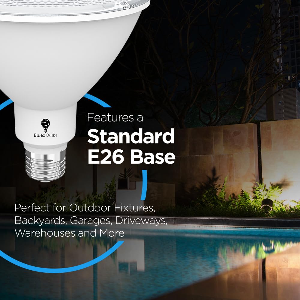 2 Pack High Power Outdoor PAR38 20W 250 Watt Equivalent 2800 Lumens Dimmable LED Flood Light Bulb Super Bright Waterproof E26 5000K Daylight Spotlight Bulbs for Security Backyard Garage Night Chaser