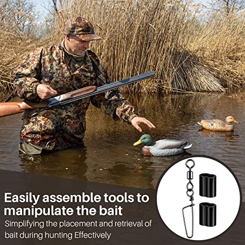 Hotop Decoy Crimp Swivel Snap Set for Duck Decoys – Black, 80 Pieces