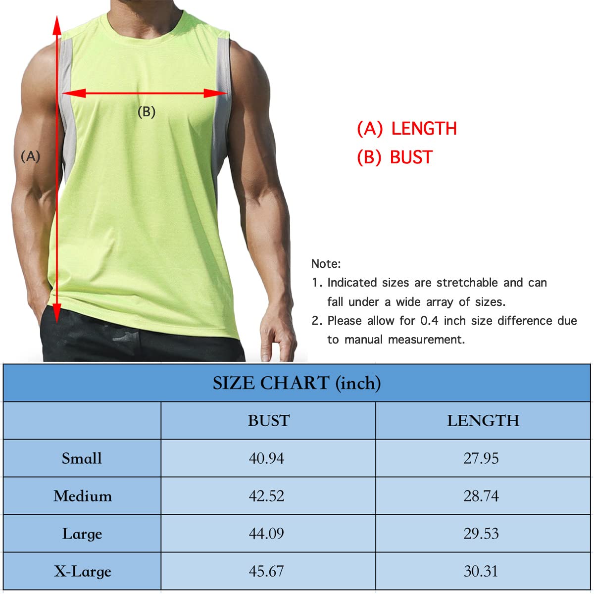 Magiftbox Mens Workout Muscle Tanks Gym Vest Fitness Jogging Sports Mesh Cool Tank Tops Quick-Dry T52_Green_US-S