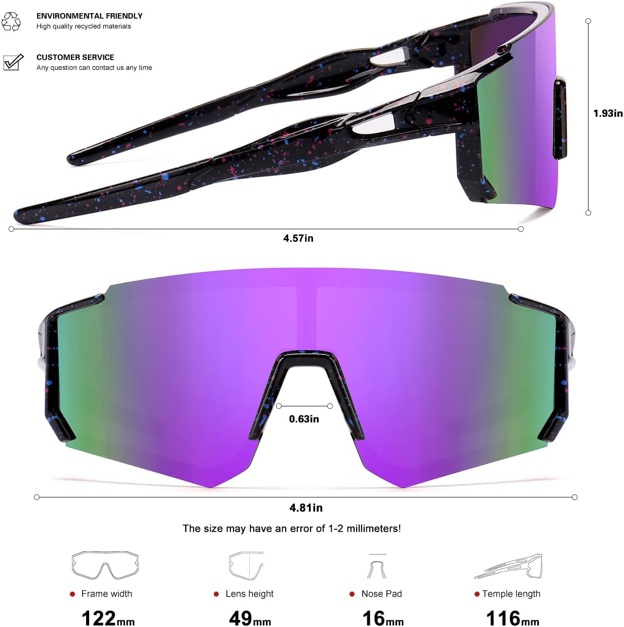 SEKKAF Kids Sunglasses - UV Protection Youth Baseball & Softball Sports Glasses for Boys & Girls