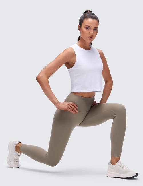 CRZ YOGA Pima Cotton Crop Tank Top for Women - Soft, Comfortable Sleeveless Workout Shirt