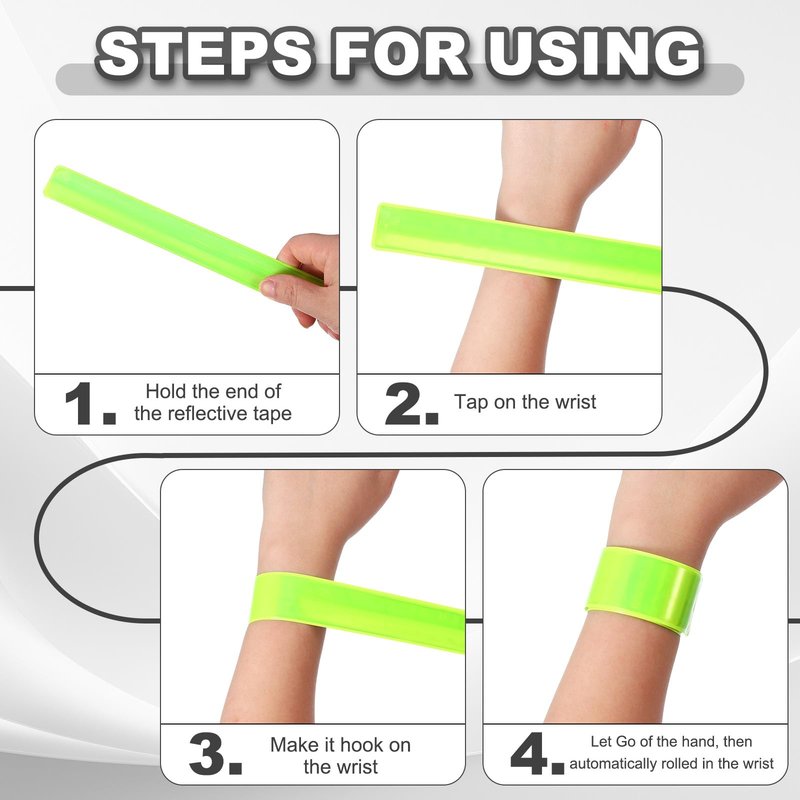 PATIKIL 16Pcs Reflective Arm Bands, 11.8" High Visibility Bands Reflector Running Gear Snap Bracelet for Night Walking Running Cycling, Pink (Square)