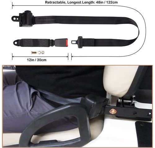 Bravokit Retractable Golf Cart Seat Belts Kit, Universal Retractable Seatbelts Fits Club Car EZGO TXT&RXV Yamaha Drive Club Car DS (Set of 2)