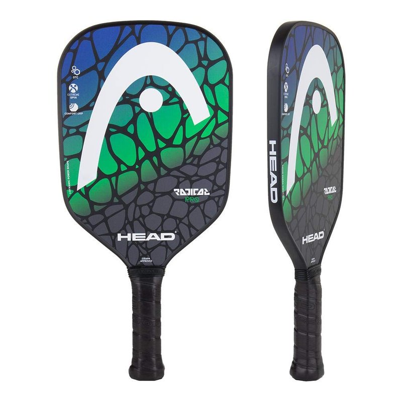 HEAD Fiberglass Pickleball Paddle - Radical Pro Textured Paddle w/Honeycomb Polymer Core & Comfort Grip (Blue/Green)