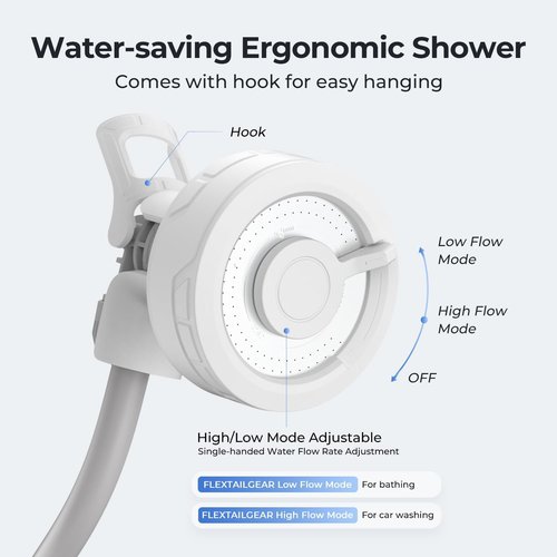 FLEXTAILGEAR MAX Shower Portable Shower for Camping, Rechargeable Outdoor Camping Shower, Portable Shower Pump with USB-C,Shower Pump for Hiking, Car wash, Pet Cleaning, Beach Vacations