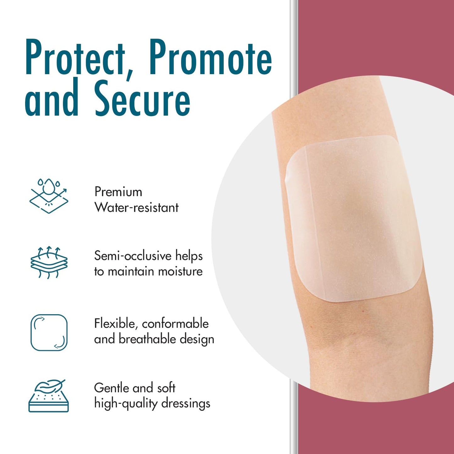 Dynarex Dürma+ DynaDerm™ Hydrocolloid Dressing - Sterile Non-Bordered Wound Patch - Water-Resistant - Flexible Protection - X-Thin - 4" x 4" - 10 per Box, 12 Boxes per Case