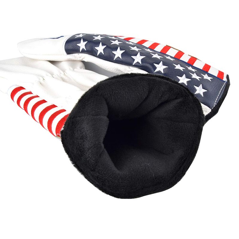 GOOACTION 1PC USA Golf Club Hybrid Head Cover with Creative Stars and Stripes American Flag Pattern Synthetic Leather Patriotic Golf Headcovers (Tag X)