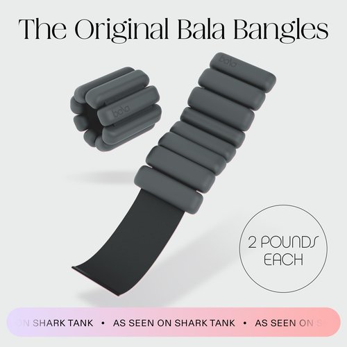 Bala Bangles Wrist & Ankle Weights for Women & Men - 2 lb Adjustable Weighted Bands - Soft Silicone Arm & Leg Weights for Pilates, Yoga, Walking, Barre, Home Workout & Strength Training Exercise