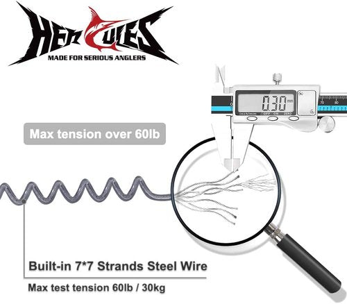 HERCULES M4 Fishing Lanyard - Heavy Duty Retractable Coiled Tether for Rods & Paddles | Durable Kayak Leash