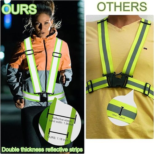 VOCHIC 20 Pcs Reflective Vests Safety High Visibility Straps Reflector Vest Safety Straps Adjustable Elastic Vest Gear for Running Cycling Working