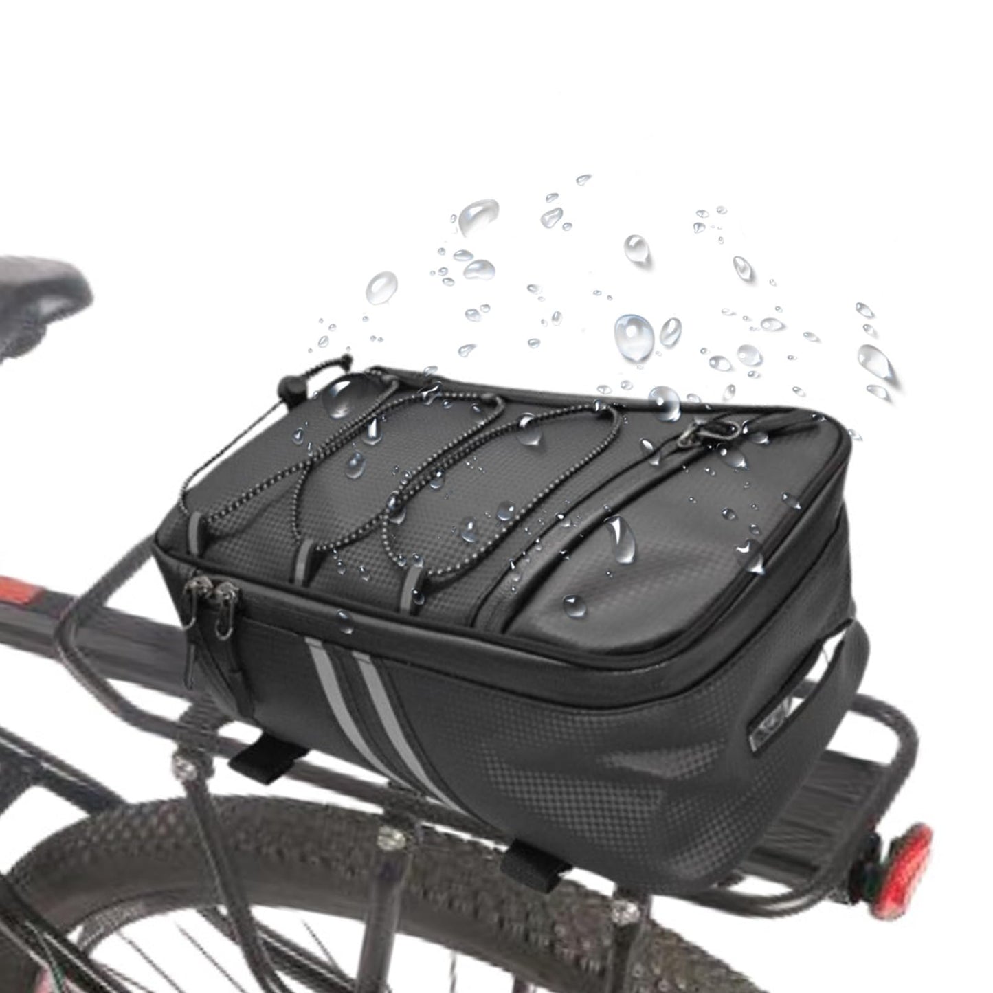 Brrnoo Bike Rack Rear Carrier Bag with Reflective Straps, 9L PU Leather Storage Trunk Bag, Bike Pannier Bike Saddle Bags for Cycling, Mountain Bike and Luggage