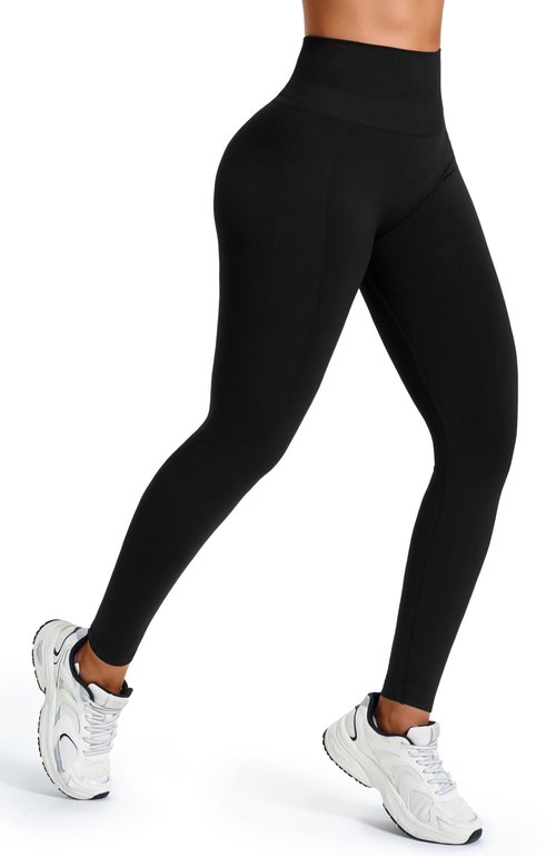JOYSPELS Seamless Booty Lifting Pants for Women - High Waisted Squat Proof Gym Athletic Tights Scrunch Workout Leggings Black M