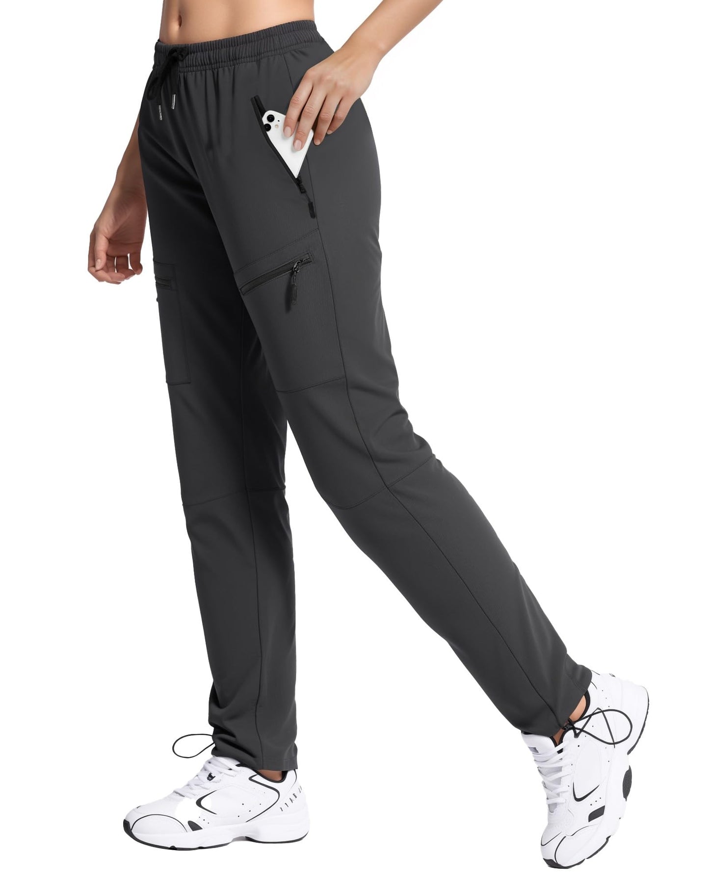 FLEFRM Womens Hiking Pants Quick Dry Tall Insteam 29"/32"/34"/36" Water Resistant Lightweight Cargo Pants with 5 Pockets Insteam 34", Black, XL