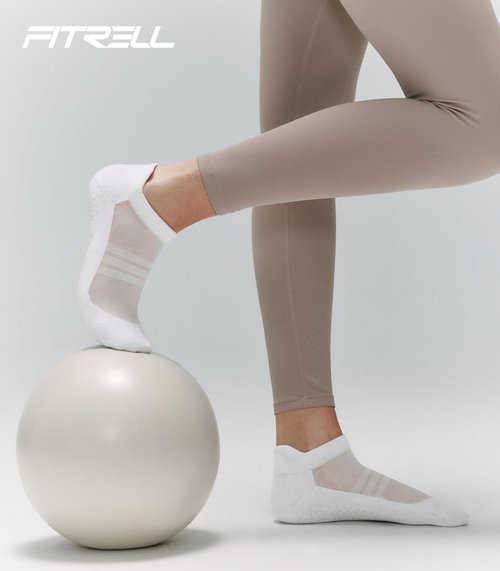 FITRELL Pilates Socks - Non-Slip Ankle Yoga Grip Socks for Women | 5 Pairs for Gym & Barre