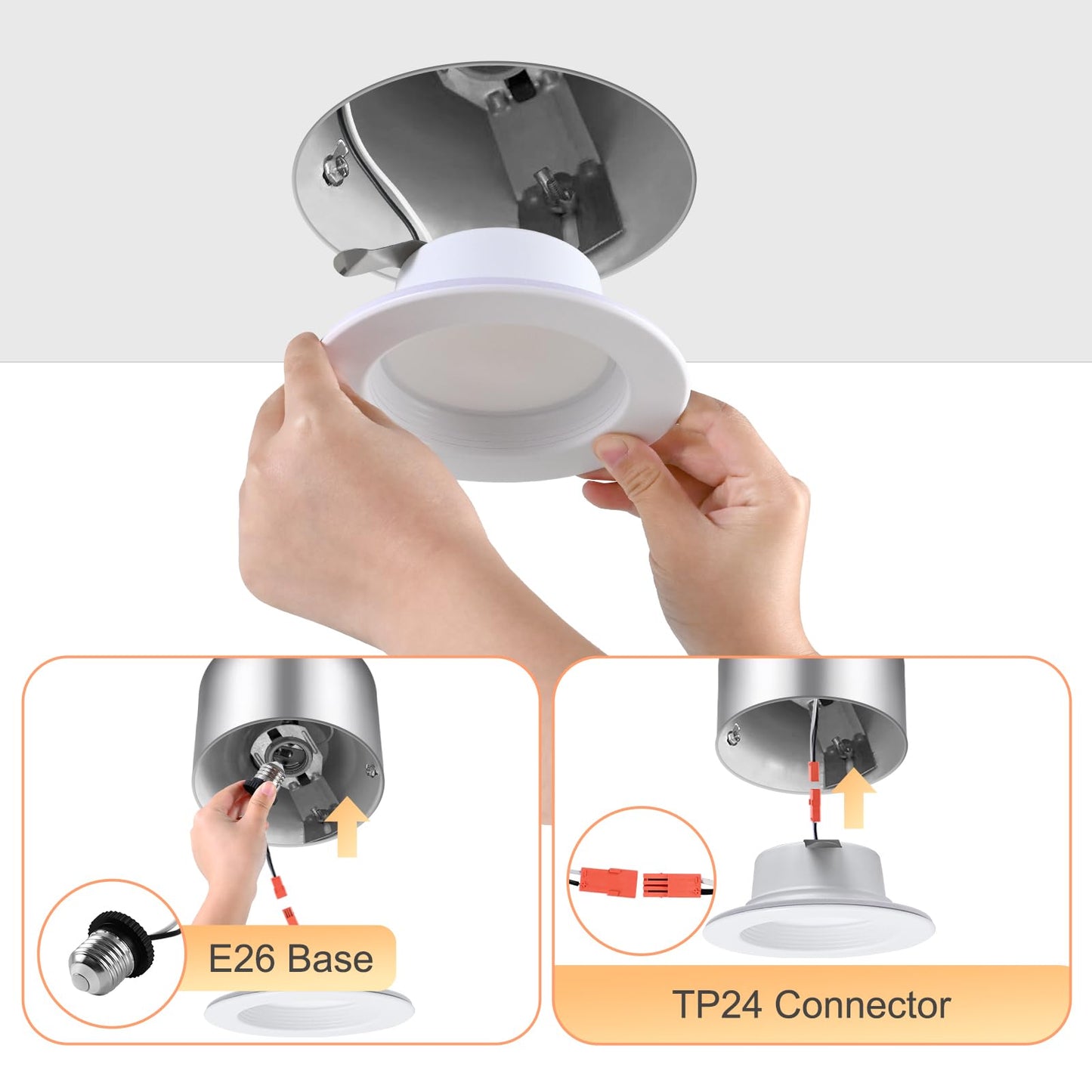 ZYC 4 Inch Recessed LED Retrofit - 12 Pack Dimmable Retrofit Downlights can Light, 2700K/3000K/4000K/5000K/6000K Selectable, Damp Rated Can Lights, Baffle Trim, 9W 800Lm(Black, 4 inch)