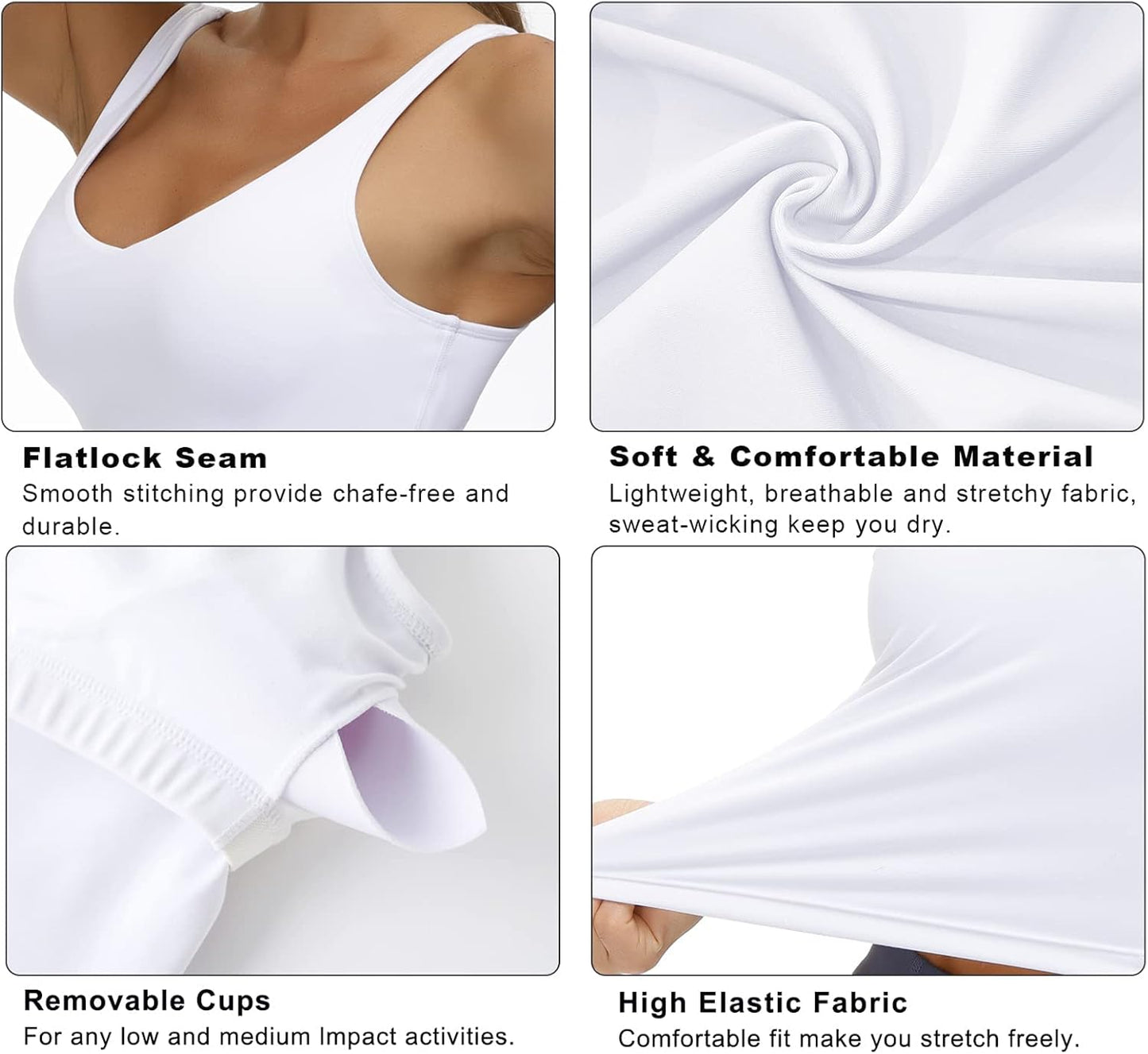 The Gym People Women's Longline Sports Bra - Wirefree Padded with Medium Support