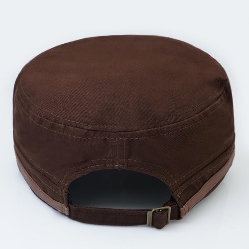 YeeHeen Cadet Army Cap for Men Women Twill Military Corps Hat Flat Top Cap Brown