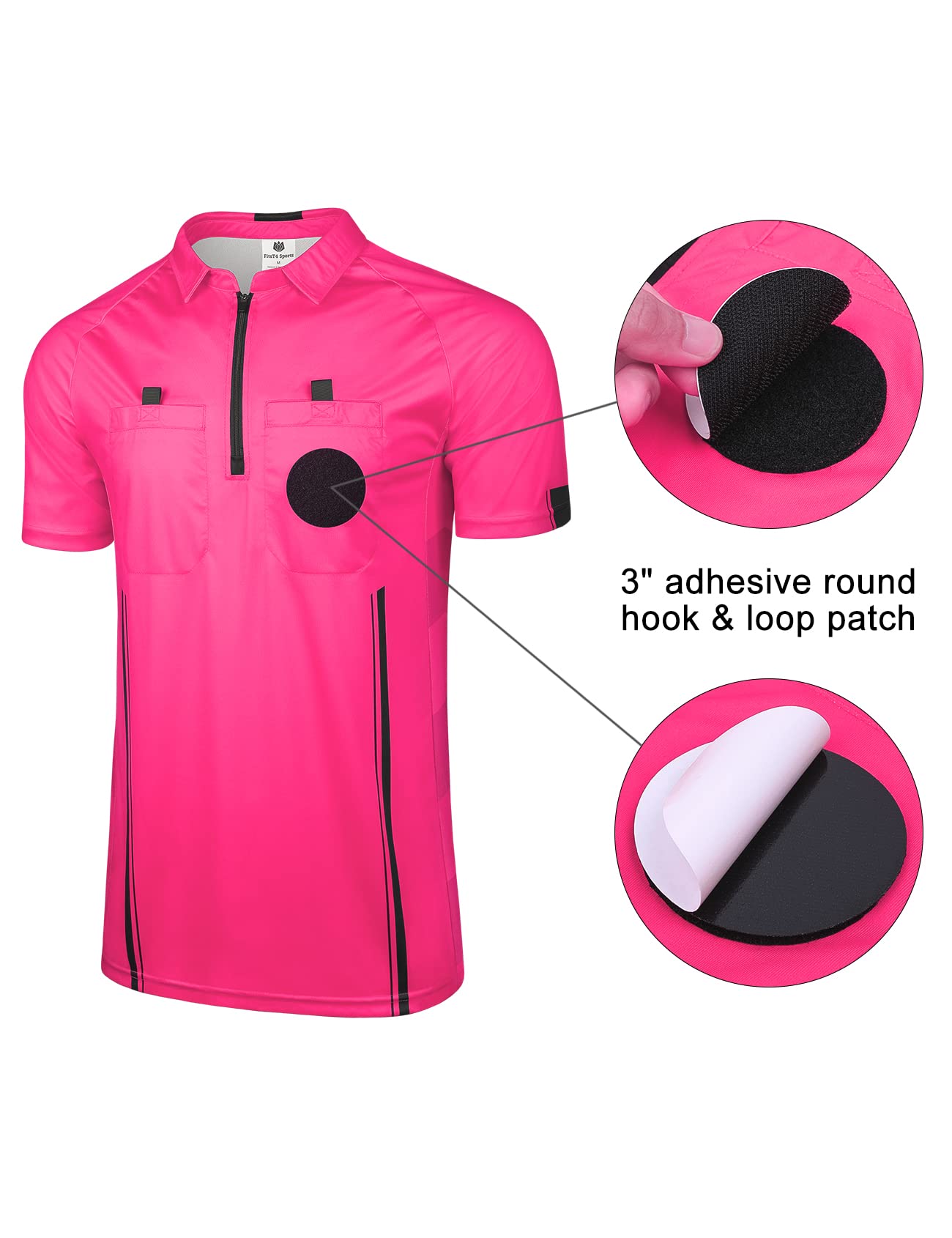 FitsT4 Sports Pro Soccer Referee Jersey Short Sleeve Ref Shirts New-Pink X-Small