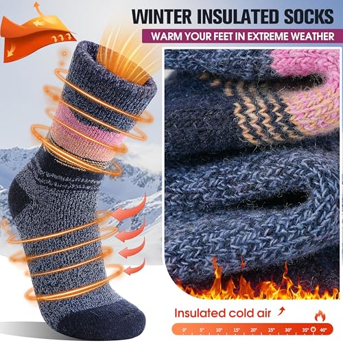 Large Blue-Grey Thermal Warm Socks for Men & Women | Thick Winter Insulated Ski & Snowboard Socks
