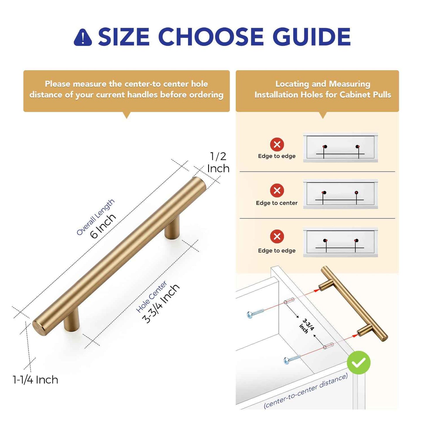 Ravinte 10 Pack Kitchen Cabinet Handles Champagne Bronze 3-3/4 Inch Hole Center Stainless Steel Pulls for Dresser Drawer Cupboard Handles with Screwdriver, 6 Inch Length