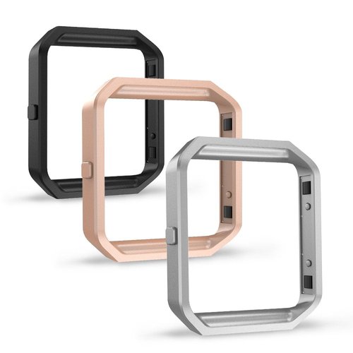 Simpeak Frame Compatible with Fitbit Blaze, Pack of 3,Stainless Steel Metal Frame Replacement for Fitbit Blaze, Black, Silver, Rose Gold