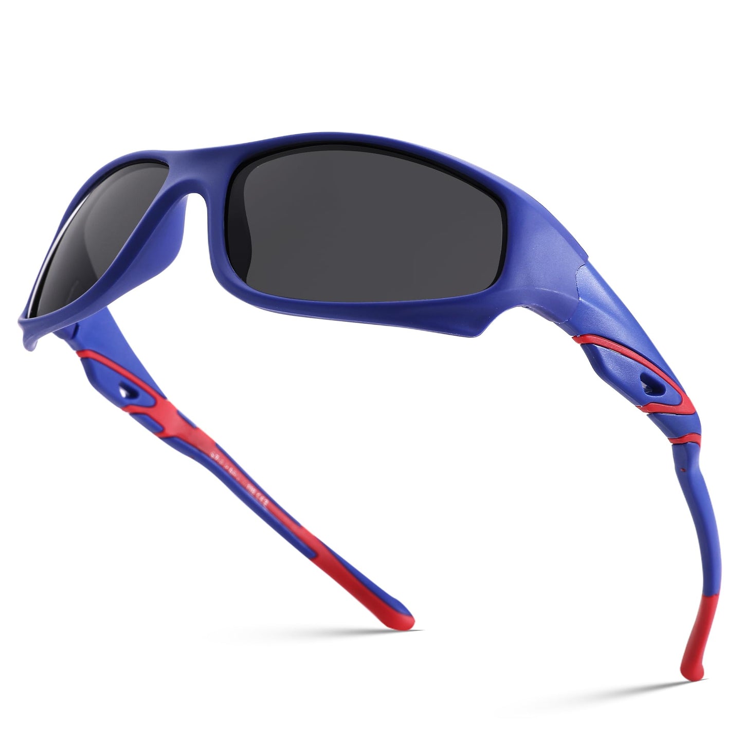 Hycredi Kids Sports Polarized Sunglasses- Unbreakable Baseball Running Cycling Golf Sun Glasses for Boys Girls Age 4-12 - Blue/Gray Lens