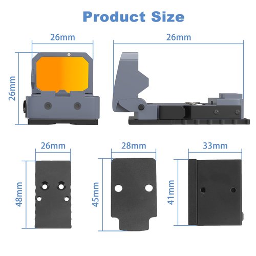 TRSAIM Mini Folding 3 MOA Red Dot Sight Flip Up Reflex Sight for Glock MOS, Pistol Handgun RMR, Picatinny Rail (Grey)