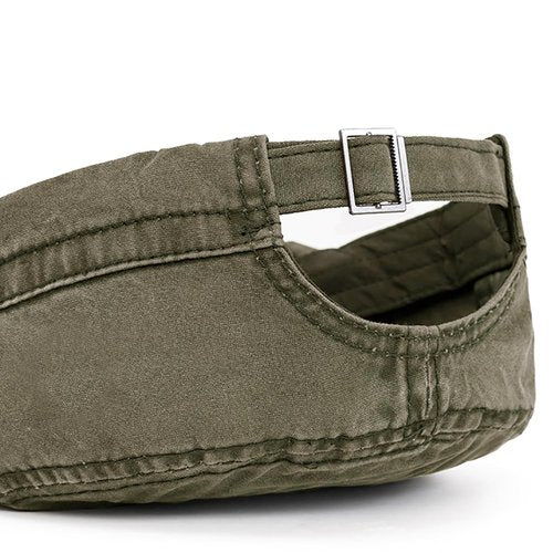 Malaxlx Army Green Military Cadet Army Cap for Men Women – Washed Cotton Vintage Adjustable Flat Top Hat