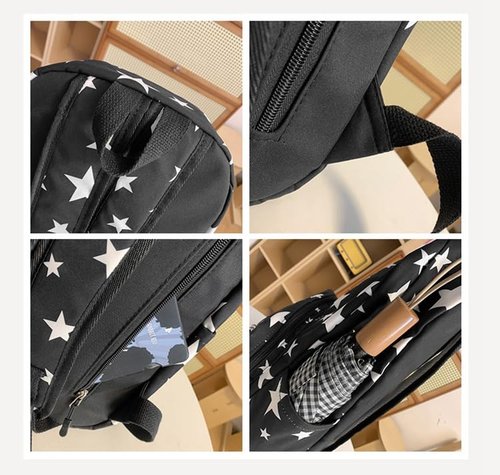 HOKMAH Y2K Backpack Women Men, Cute Daypack Grunge Stars Vintage Chic Trendy Design Bookbag Backpack Daily Use Hiking Trip (black)