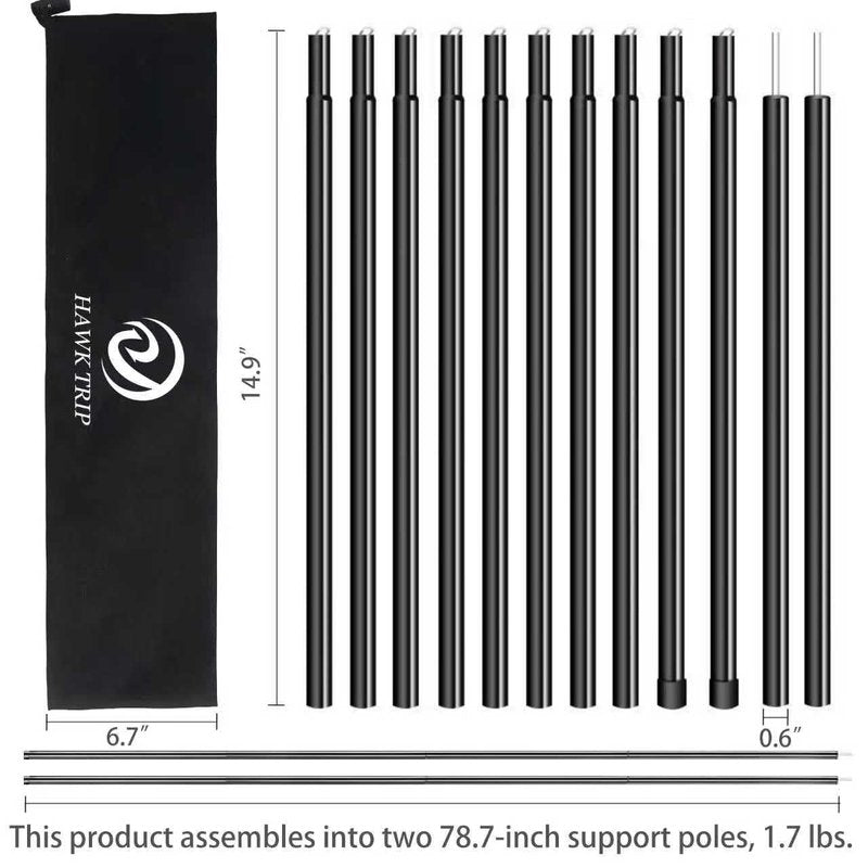 Camping Tarp Poles Tent Poles Adjustable for Tarp Canopy Awning Beach Shade (Dia 0.6"/Length 80.7")