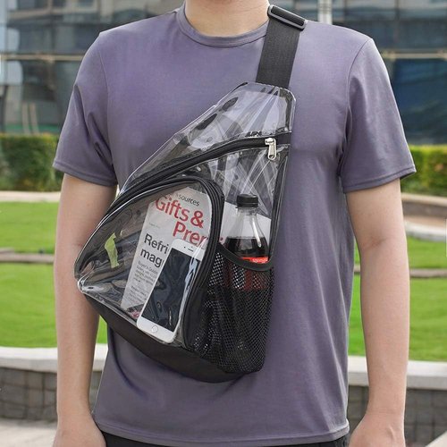 Clear PVC Sling Bag - Stadium Approved Crossbody Backpack for Events | Stylish & Functional