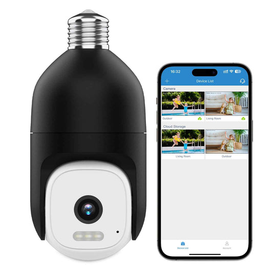 RichLanton Light Bulb Security Camera Outdoor/Indoor,1080P Camera for Home Security with Speaker,Real-Time Motion Detection,Siren Alarm,Color Night Vision, Two-Way Talk, Cloud/SD Card Storage,W/Alexa