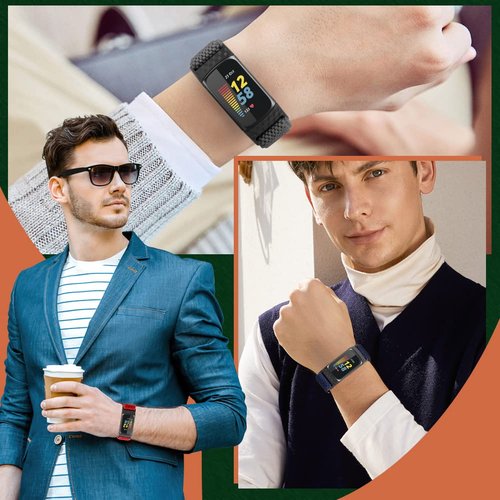 enkic Elastic Nylon Bands Compatible with Fitbit Charge 6/Charge 5 Bands, 4 Pack Soft Adjustable Stretchy Strap Breathable Sport Loop Replacement Wristband for Fitbit Charge 5/Charge 6 Men Women