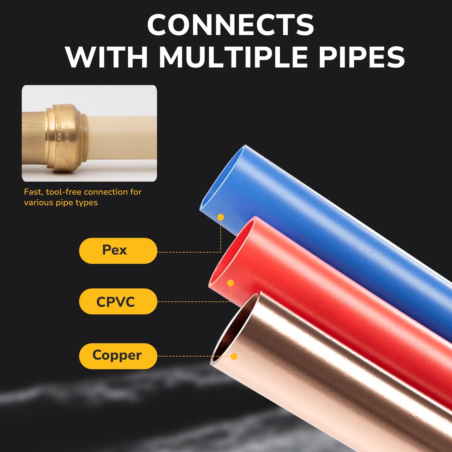 KAINGA 1/2" Check Valve Push-Fit, Push to Connect Brass Plumbing Fitting for Copper, CPVC, PEX Pipes, With Upgraded Stiffener, Disconnect Clip Included, NSF & UPC Certified