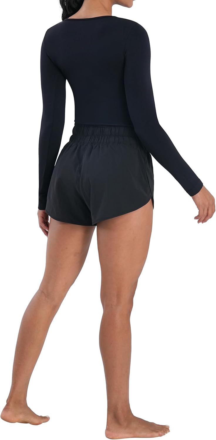 Sunzel High Waisted Running Shorts for Women - Quick Dry Mesh Liner & Zipper Pockets