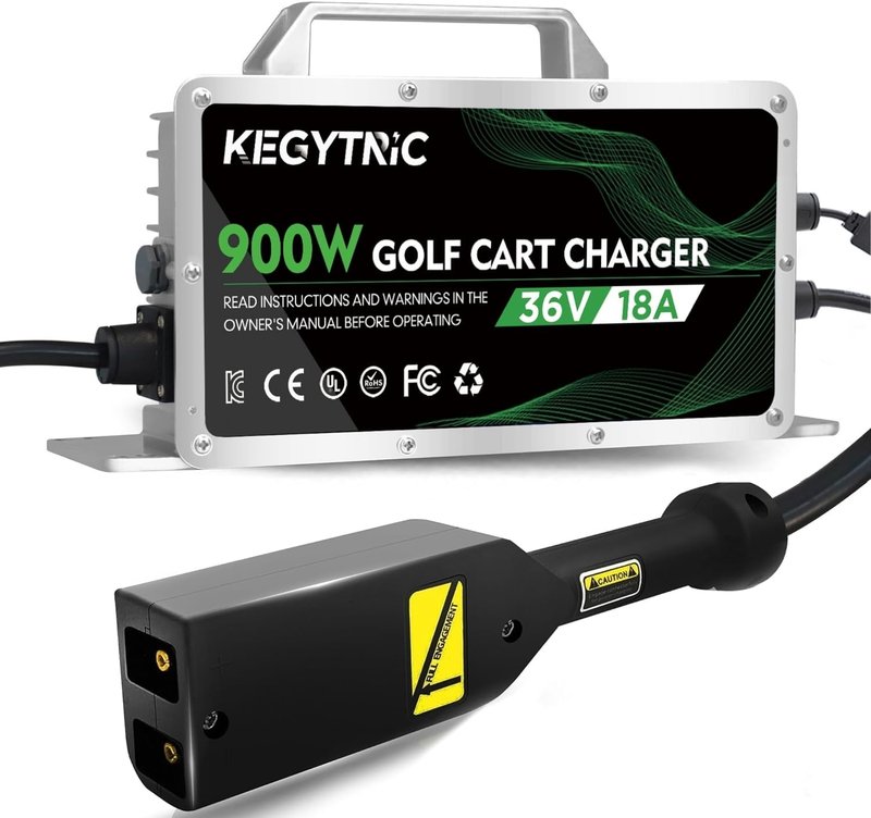 36 Volt Golf Cart Battery Charger, 18 AMP 36 Volt Golf Cart Charger for EZGO TXT with D Style Plug, 900W 36V EZGO Charger, 20% Faster & Safer for Lead Acid Battery, Auto Power-Off & IP67 Waterproof